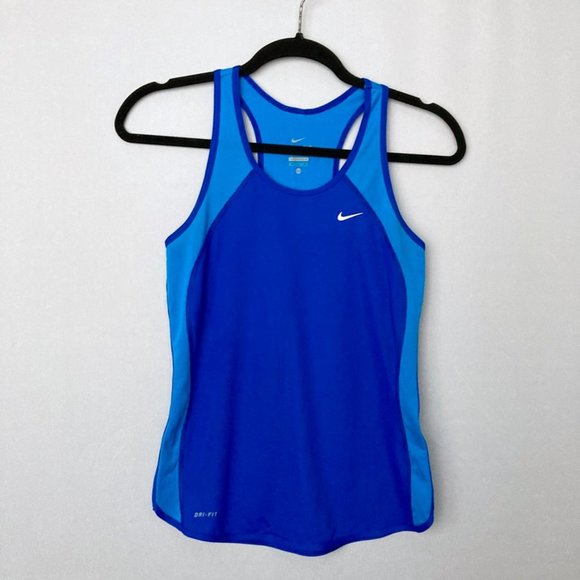 NIKE Dri Fit Racerback Blue Workout Top - Picture 1 of 7